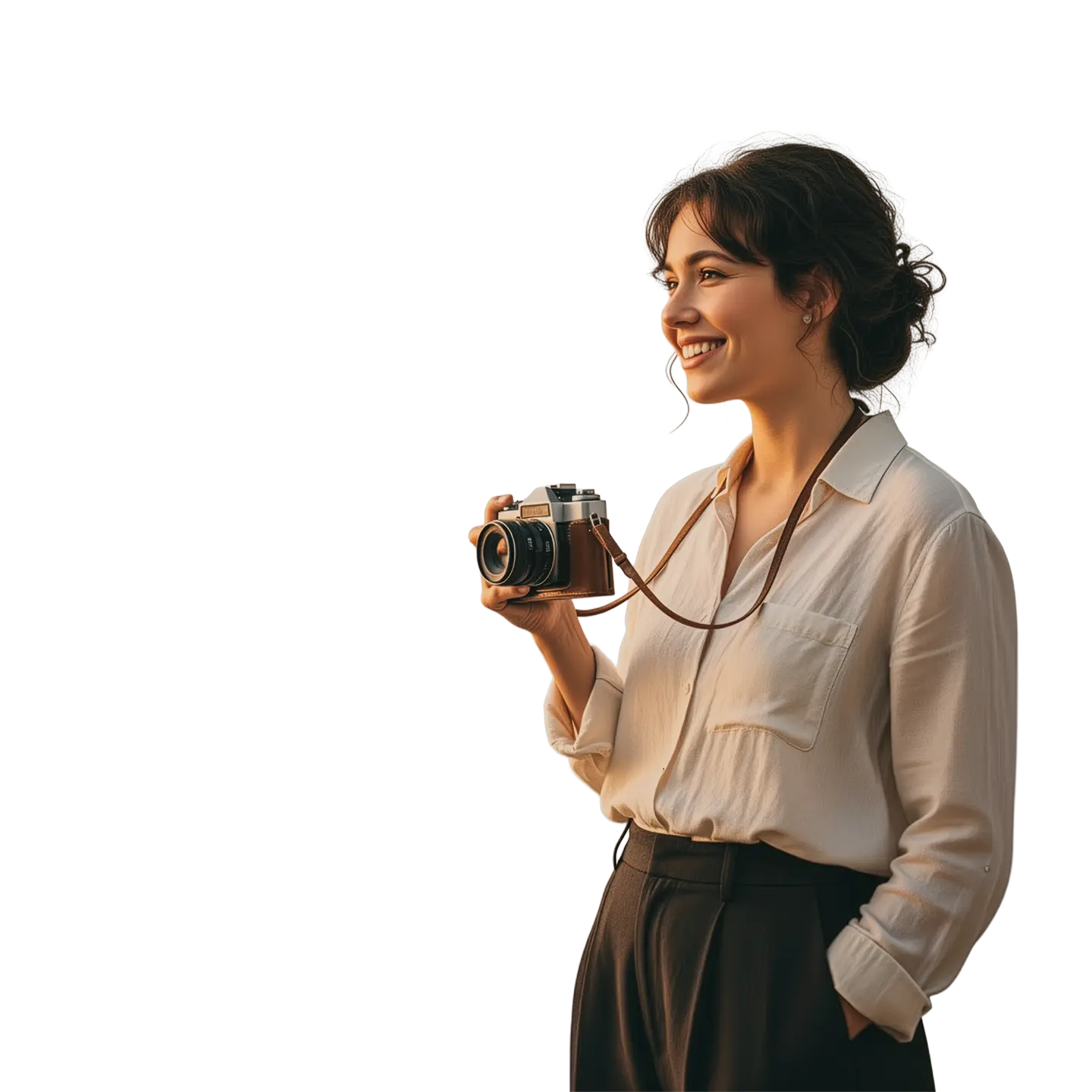 Junge Frau mit Kamera in der Hand