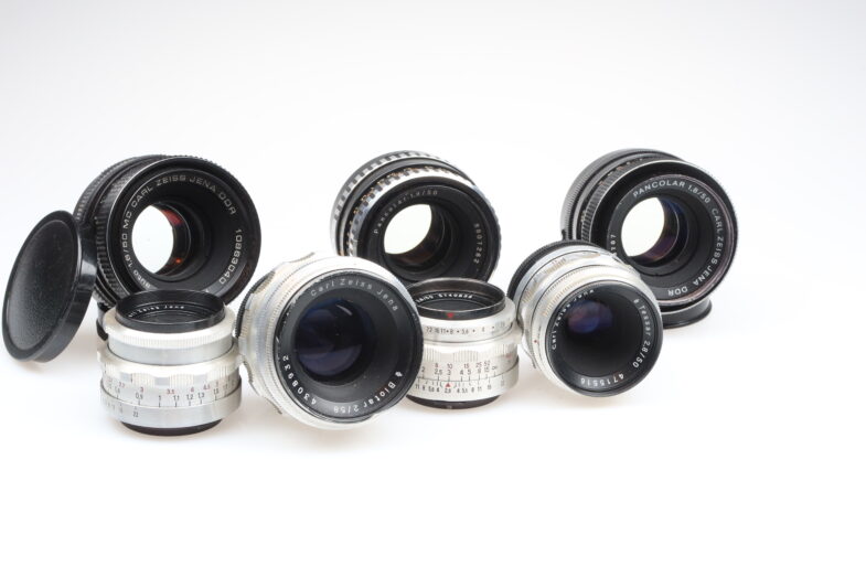 ZEISS 3x Pancolar 50 3x Tessar 50 1x Biotar 58 Objektive lens