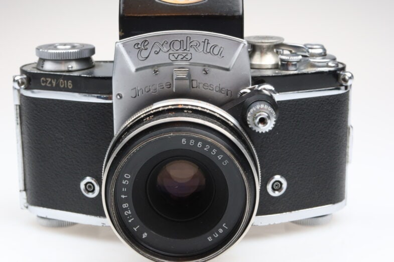 Exakta VX Kamera Camera Tessar 50mm f2.8 Objektiv lens 99499 Gravur – Bild 4