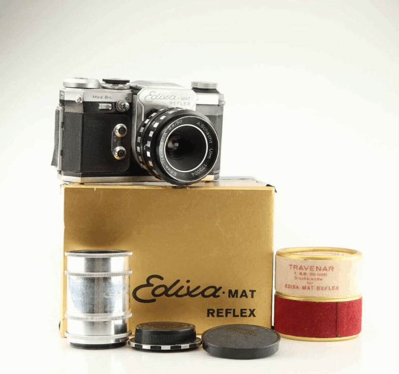 Edixa Mat. Mod. B-L Kamera Tarvenar 50 Tele Xenar 135 Curtagon 35 Lens 93832 LOT – Bild 1