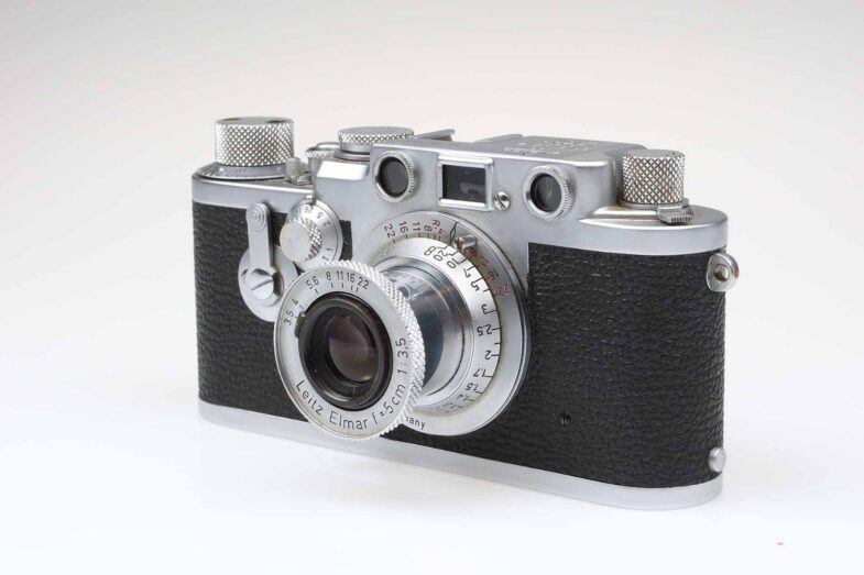 Leica III F black dial Kamera mit Elmar 50mm f3.5 red scale Objektiv Leitz 95653 – Bild 2