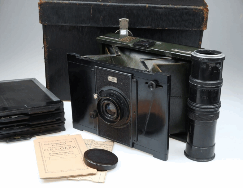 Goerz Anschütz Spreizenkamera grün Dagor 180mm f6.8 Objektiv 94011 extrem RARE – Bild 1