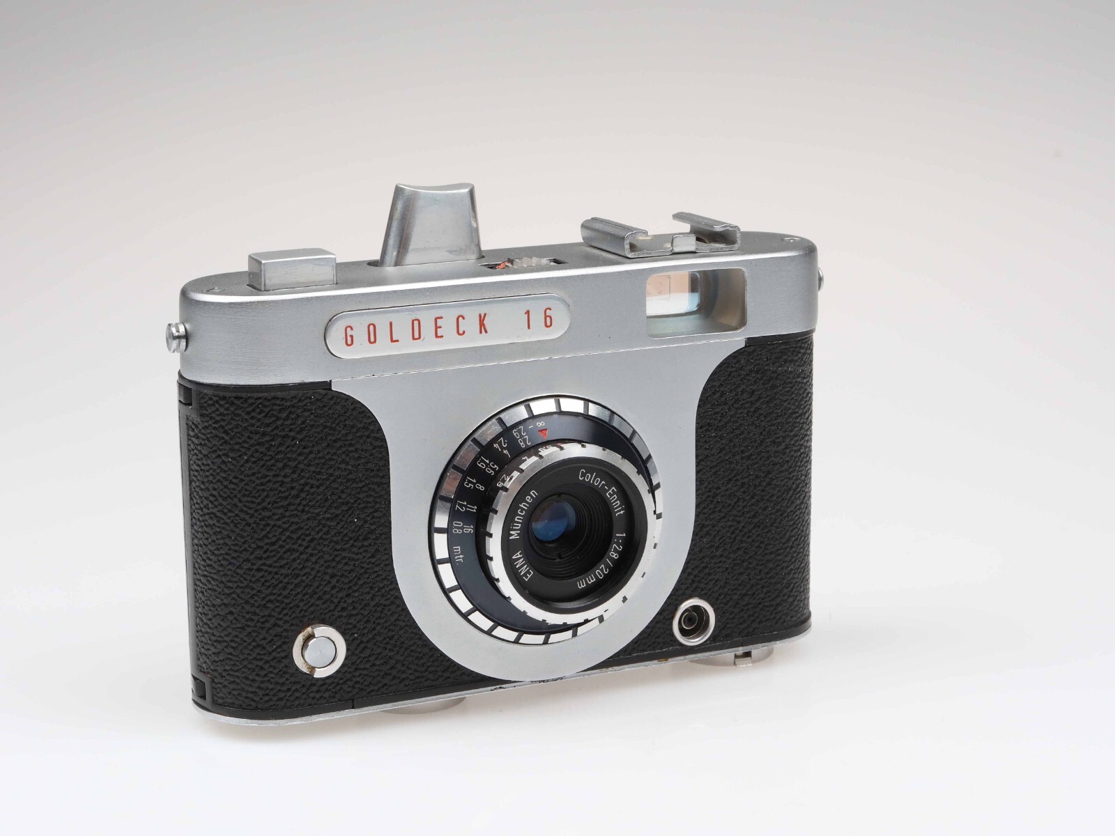 Goldeck-16-Kamera-camera-Color-Ennit-20mm-f28-Objektiv-lens-97587-near-mint-157063630449 Goldeck 16 Kamera camera Color Ennit 20mm f2.8 Objektiv lens 97587 near mint - Image 1